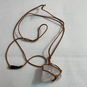 Wrapped raw clear Quartz necklace